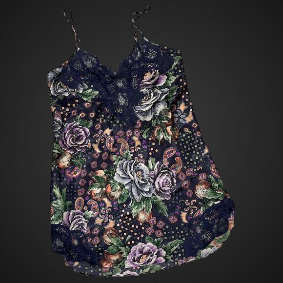 Victorias Secret Silky Strappy Floral Mini Slip Dress VTG Chemise Fairy Core - Picture 1 of 5